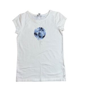 Okaïdi Girls Short Sleeve White Tee with 3D Floral Design – Size 8Y